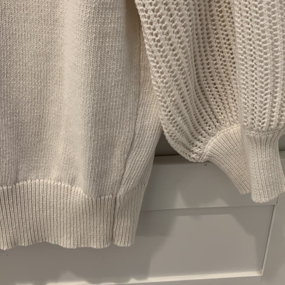 Puffed sleeve open weave scoop neck sweater - Picture 5 of 6